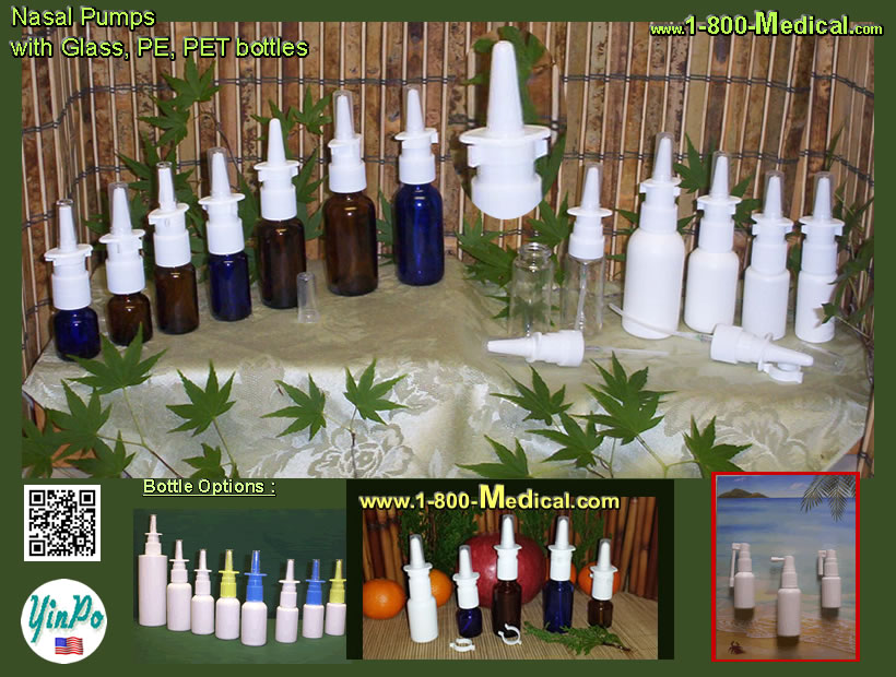 Nasal Spray Pump Applicators and Mouth Oral Spray Pump Applicators with bottles